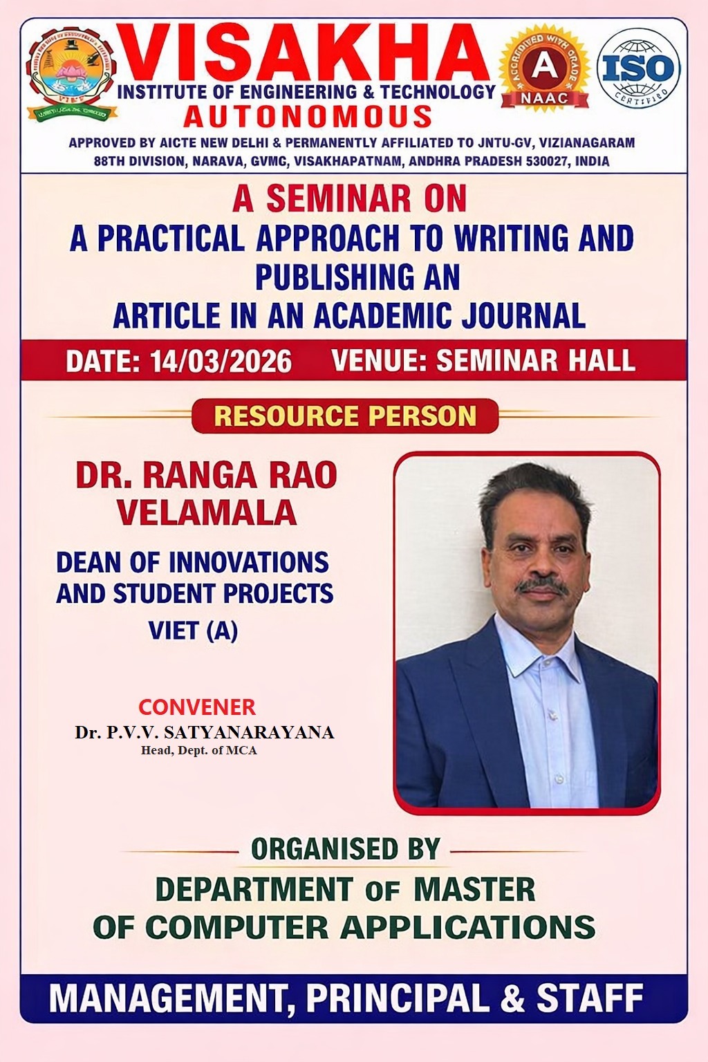 Seminar on a practical approach to writing and publishing an article in an academic journal  